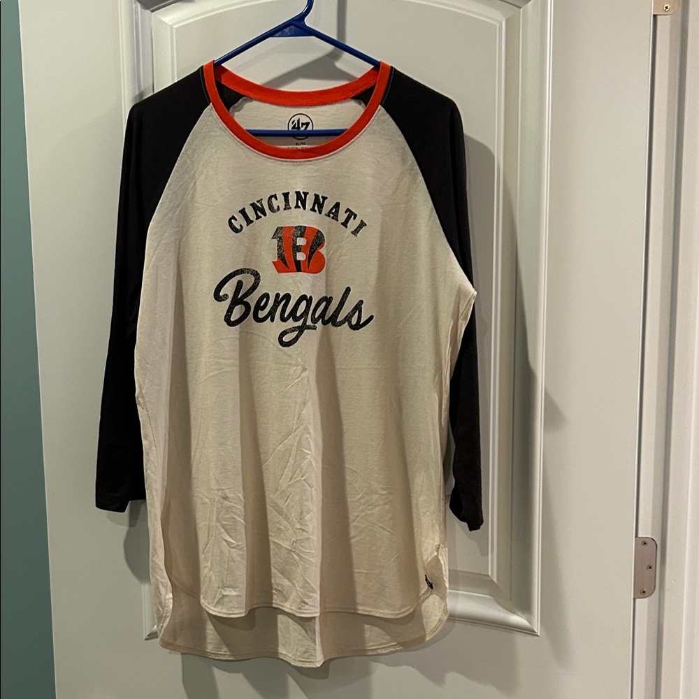 '47 Cincinnati Bengals Black and Orange Raglan Tee